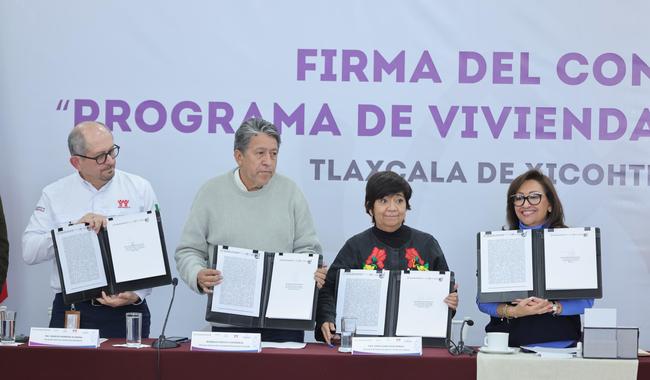 Firman Sedatu y gobierno de Tlaxcala convenio para implementar el Programa de Vivienda para el Bienestar