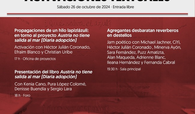 Activaciones, poesía visual y presentación editorial, actividades para todo público en La Tallera