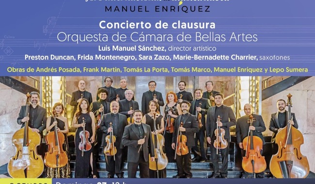 La Orquesta de Cámara de Bellas Artes clausura el FIMNME con obras de Andrés Posada, La Porta y Enríquez, entre otros