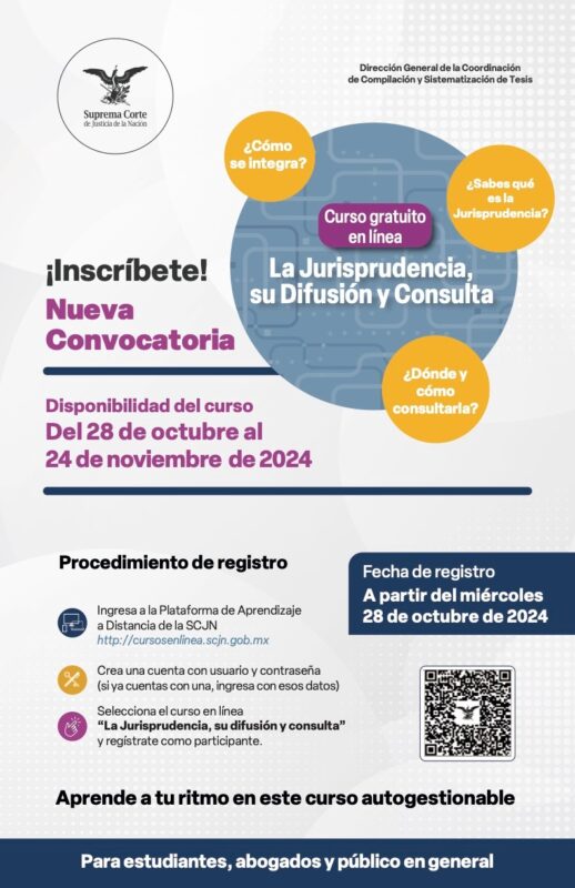¿Ya te registraste en el Curso en línea La jurisprudencia, su difusión y consulta?