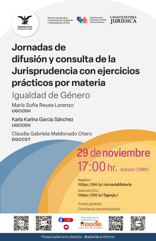 Participa en las Jornadas de difusión y consulta de la Jurisprudencia con ejercicios prácticos por materia:  Igualdad de Género.