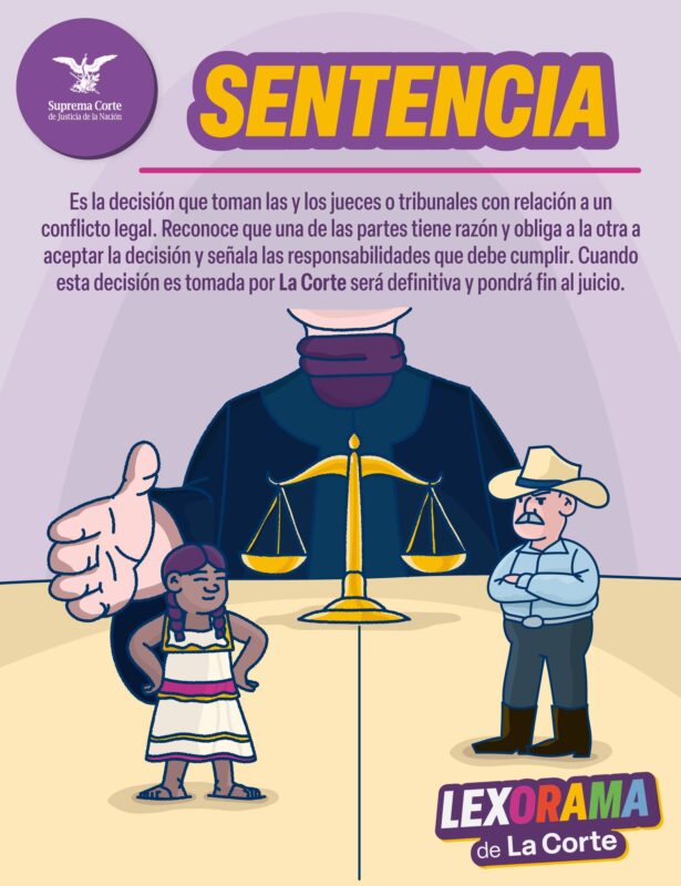 La sentencia es la decisión que toman las personas juzgadoras o tribunales con relación a un conflicto legal.  Conoce más en este #Lexorama.