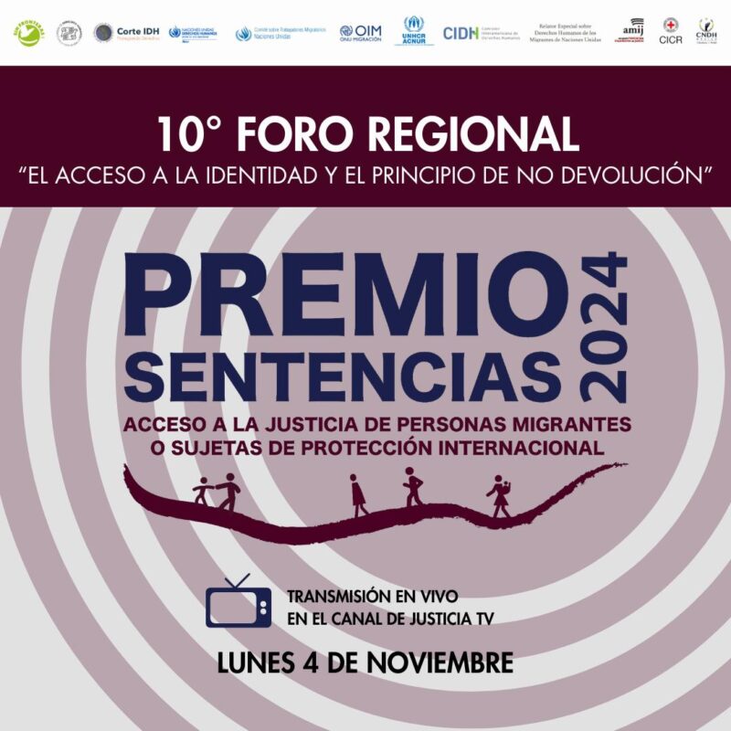 Te invitamos a seguir la transmisión en vivo del evento “Premio Sentencias 2024. Acceso a la justicia de personas migrantes o sujetas de protección internacional”.