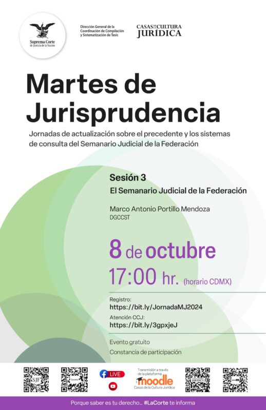 Acompáñanos en la próxima sesión de Martes de Jurisprudencia.