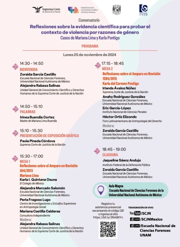 Te invitamos al evento "Reflexiones sobre la evidencia científica para probar el contexto de violencia por razones de género. Casos de Mariana Lima y Karla Pontigo."