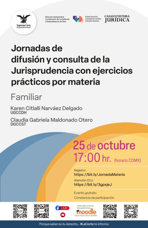 Regístrate y participa de manera gratuita, en las 𝑱𝒐𝒓𝒏𝒂𝒅𝒂𝒔 𝒅𝒆 𝒅𝒊𝒇𝒖𝒔𝒊𝒐́𝒏 𝒚 𝒄𝒐𝒏𝒔𝒖𝒍𝒕𝒂 𝒅𝒆 𝒍𝒂 𝑱𝒖𝒓𝒊𝒔𝒑𝒓𝒖𝒅𝒆𝒏𝒄𝒊𝒂 𝒄𝒐𝒏 𝒆𝒋𝒆𝒓𝒄𝒊𝒄𝒊𝒐𝒔 𝒑𝒓𝒂́𝒄𝒕𝒊𝒄𝒐𝒔 𝒑𝒐𝒓 𝒎𝒂𝒕𝒆𝒓𝒊𝒂. ✅ Familiar