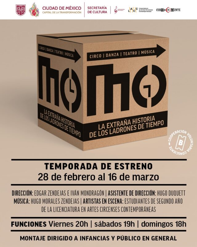 Presentan Centro Cultural Ollin Yoliztli y Cirko de Mente una reflexión sobre el tiempo con "Momo"