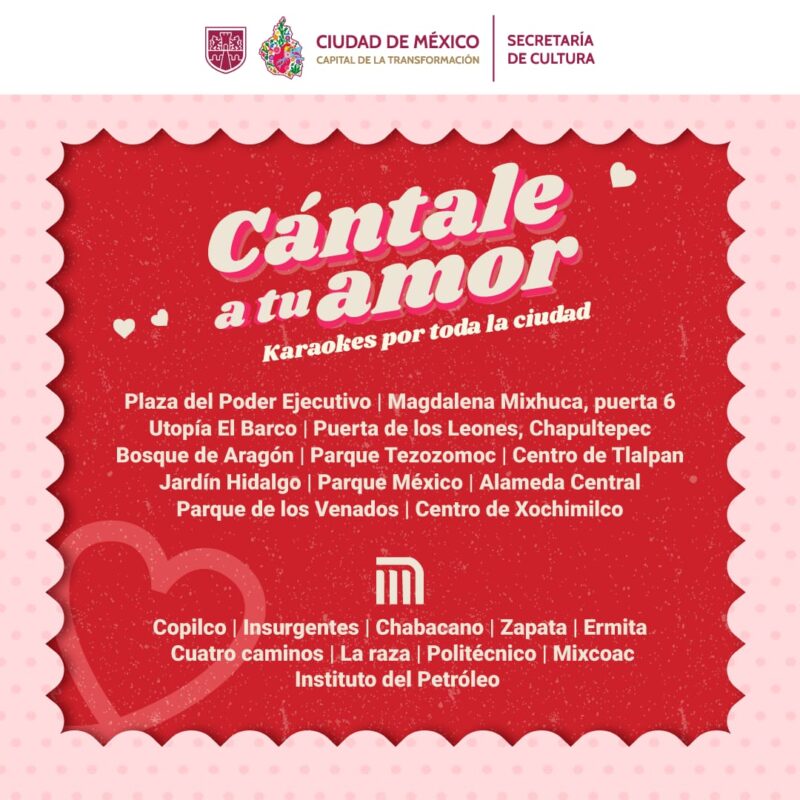 Presenta Secretaría de Cultura Capitalina Karaoke en 22 puntos de la Ciudad para celebrar el Día del Amor y la Amistad