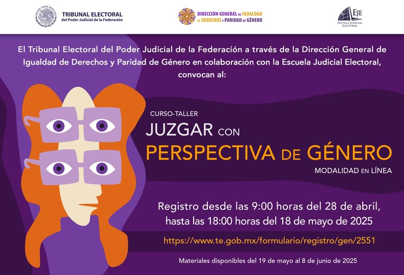 Te invitamos a inscribirte en el "Curso - taller: Juzgar con perspectiva de género (modalidad en línea)".