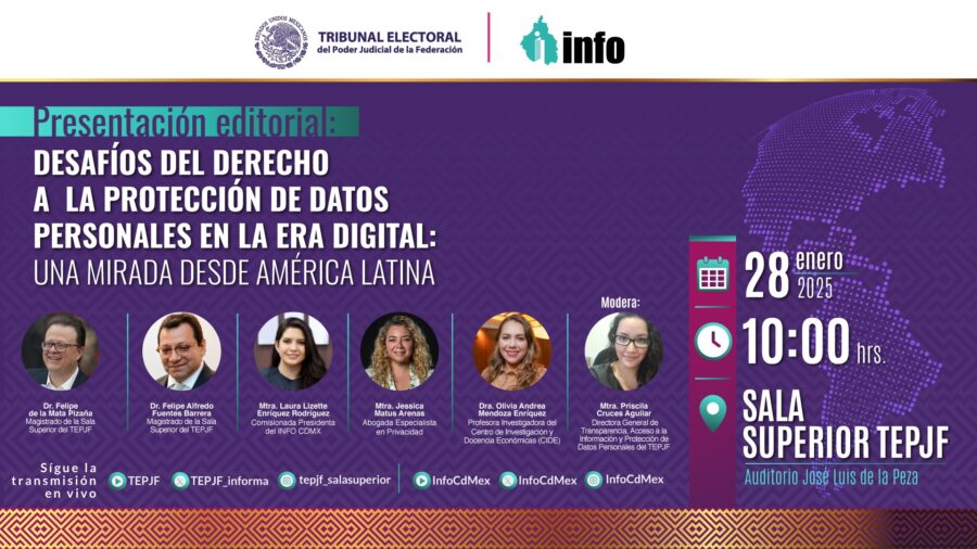 Conéctate a la presentación editorial "Desafíos del derecho a la protección de datos personales en la era digital: una mirada desde América Latina".