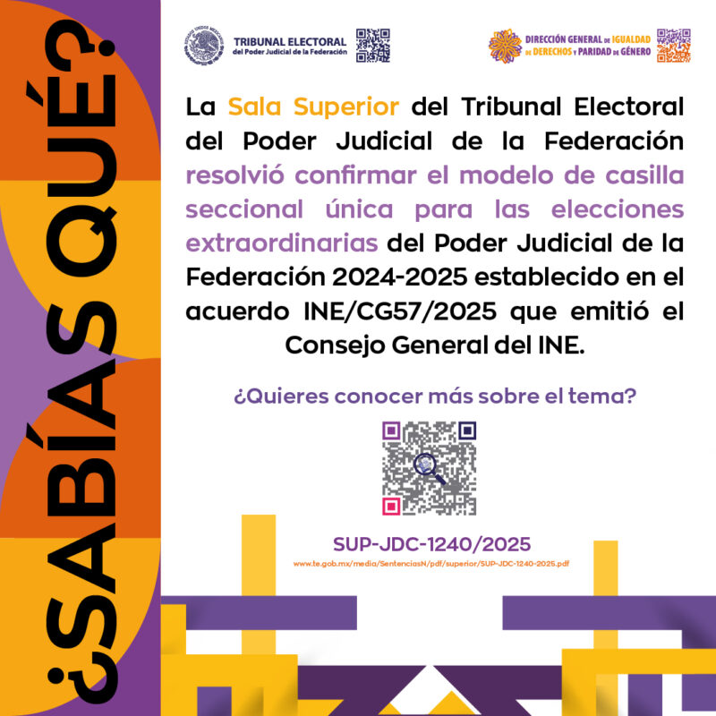 Conoce más sobre el modelo de casilla seccional única para las elecciones extraordinarias del Poder Judicial de la Federación 2024-2025.