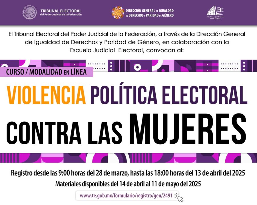 Participa en el "Curso: Violencia política electoral contra las mujeres", modalidad en línea.