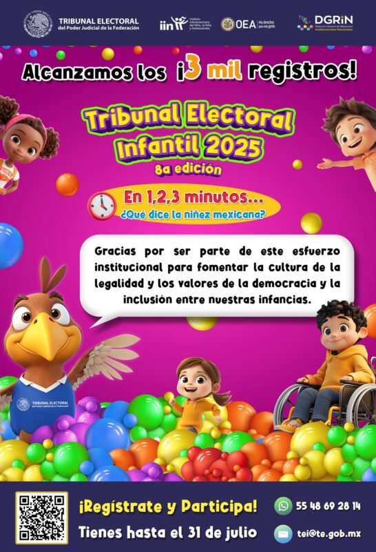 Alcanzamos los 3 mil registros en el Tribunal Electoral Infantil 2025.  ¡Gracias, niñas y niños, su participación es muy valiosa!