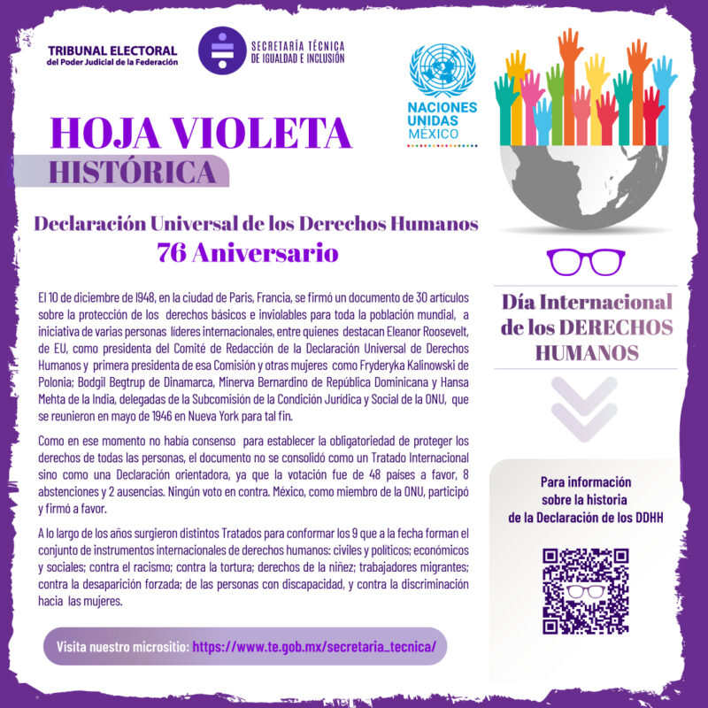 ¿Sabías qué...? El 10 de diciembre de 1948, en la ciudad de París, se firmó la Declaración Universal de los Derechos Humanos, un documento que consta de 30 artículos que hablan sobre la protección de los derechos básicos e inviolables para toda la población mundial.