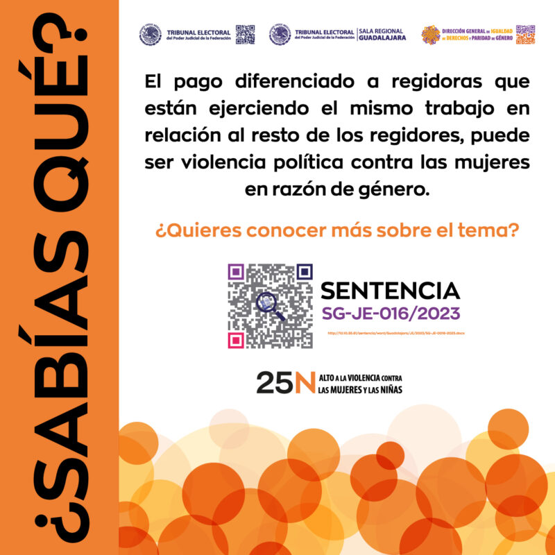 16 días de activismo contra la violencia de género El pago diferenciado a regidoras que ejercen el mismo trabajo con relación al resto de regidores, ¿puede ser violencia política contra las mujeres en razón de género?