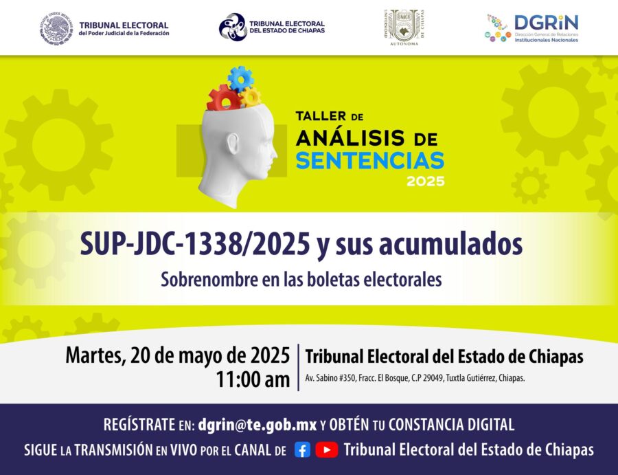 Conéctate al Taller de Análisis de Sentencias, en Chiapas.