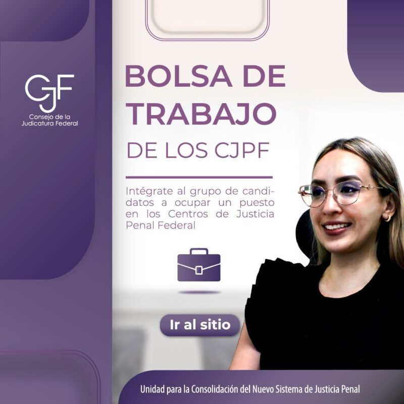 #BolsaDeTrabajo | ¡Te estamos buscando!  Postúlate como candidata o candidato para ocupar un puesto en alguno de los Centros de Justicia Penal Federal #SomosCJF