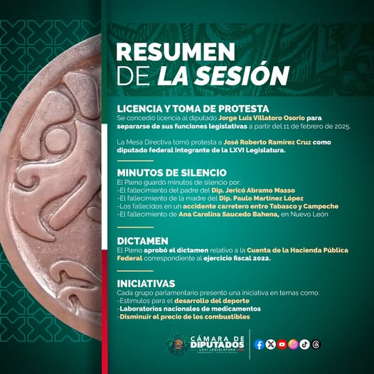 ¡Por si te lo perdiste! En este resumen te contamos los asuntos que se abordaron en la Sesión Ordinaria. #Diputados #Diputadas