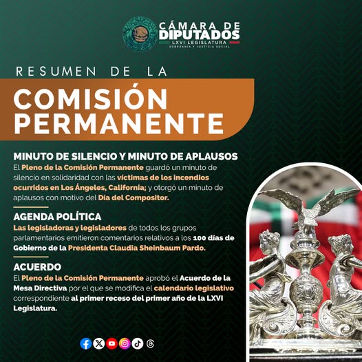 ¡Por si te lo perdiste! En este resumen te contamos los asuntos que se abordaron en la Sesión de la #ComisiónPermanente del Primer Receso del Primer Año de Ejercicio de la #LXVILegislatura. #Diputados #Diputadas