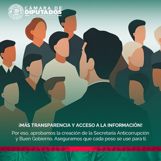 Con la reforma que aprobaron las y los diputados de la #LXVILegislatura se creó la Secretaría Anticorrupción y Buen Gobierno, la cual tendrá facultades en materia de transparencia, rendición de cuentas, fiscalización y anticorrupción.  #Transparencia #BuenGobierno #México