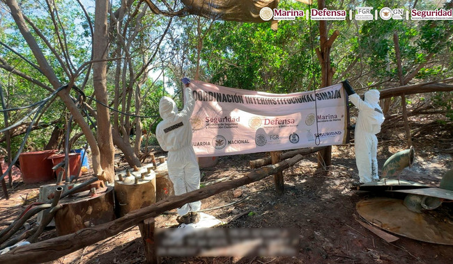 EN SINALOA, AUTORIDADES FEDERALES DESMANTELAN SEIS LABORATORIOS DE DROGAS SINTÉTICAS Y ASEGURAN MÁS DE 4 TONELADAS DE METANFETAMINA