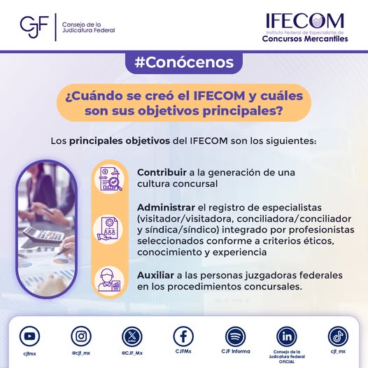 #Conócenos | El #IFECOM contribuye y apoya en la cultura y los procedimientos concursales .