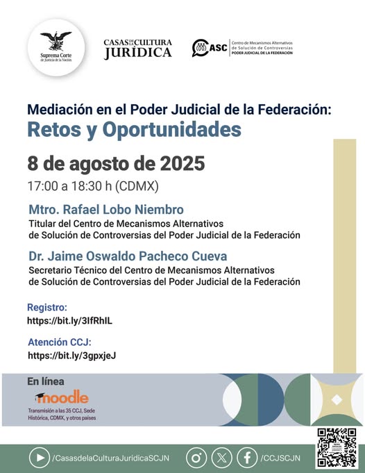 Súmate a la mesa de diálogo sobre la mediación en el Poder Judicial de la Federación y conoce más sobre este mecanismo de solución.