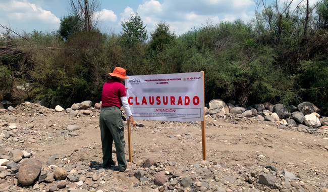 Profepa clausura actividades de extracción de material pétreo en la región Mixteca de Oaxaca