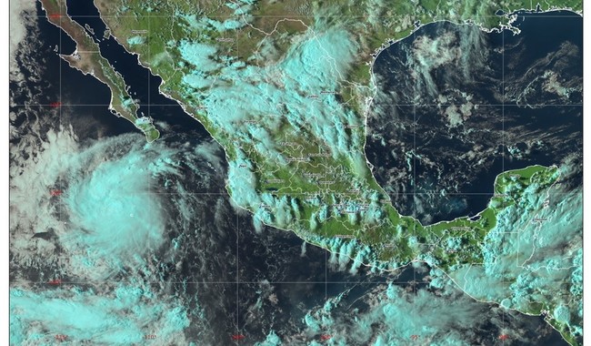 Esta tarde la tormenta tropical Mario se localizó al sur-suroeste de Cabo San Lucas, Baja California Sur