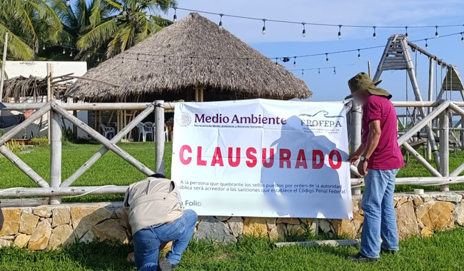 Profepa clausura obras sin autorización en la Zofemat en Puerto Arista, Tonalá, Chiapas