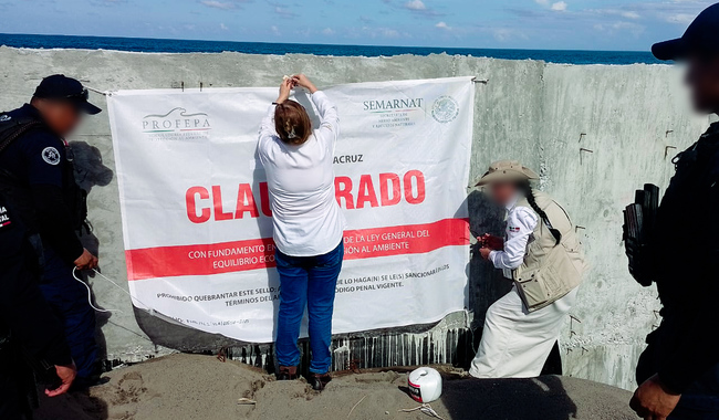 Profepa clausura obra ilegal en ecosistema costero de Boca del Río, Veracruz