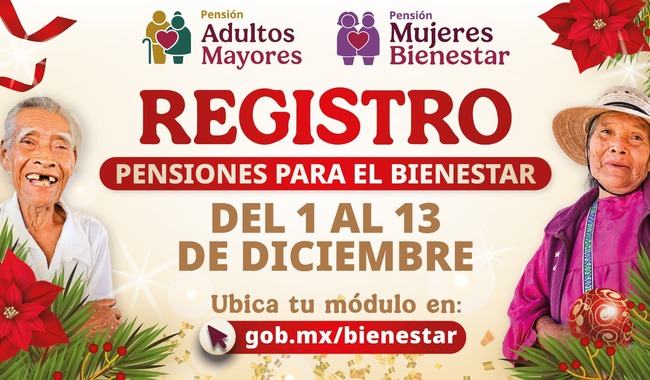 Del 1 al 13 de diciembre se realiza el registro a la Pensión Mujeres Bienestar y Pensión para Personas Adultas Mayores: Ariadna Montiel