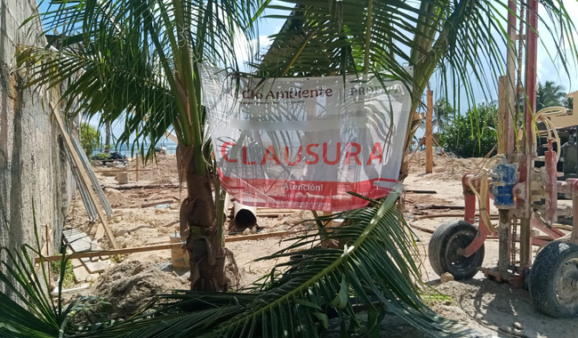 Profepa clausura obras ilegales de relleno en el malecón de Mahahual