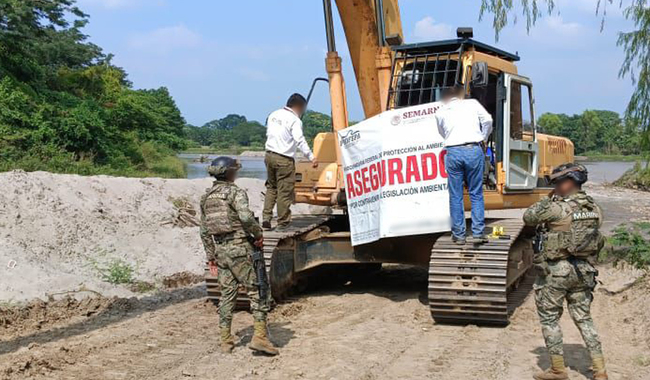 Profepa clausura obras ilegales en el Río Suchiate, en Chiapas