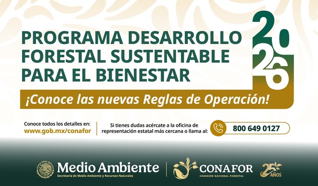 CONAFOR emite las Reglas de Operación 2026 del Programa Desarrollo Forestal Sustentable para el Bienestar